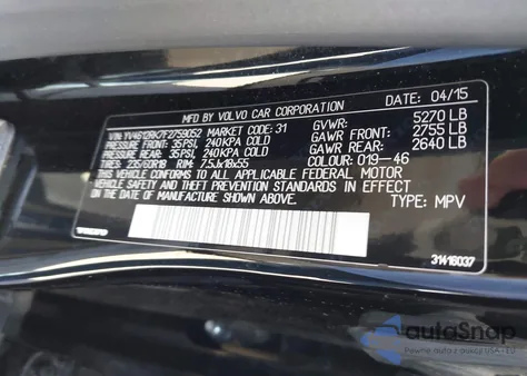 2015 Volvo Xc60 T5/T5 Premier из США, поврежденный, VIN YV4612RK7F2759052